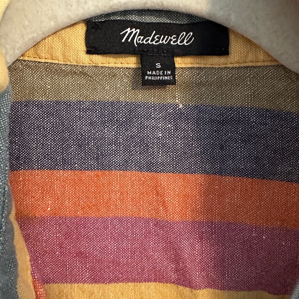 Madewell Multicolor Vertical Stripe Tie-Front Button Down Shirt - Picture 3 of 6